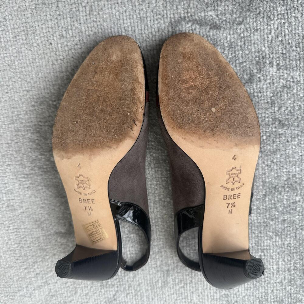 Brighton Shoes Womens Size 7.5 Leather Suede Slingback Heels Made in Italy - Picture 10 of 14